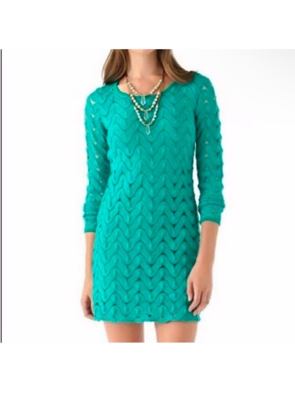 Free People Wild Thing Mini Long Sleeve Dress in Emerald Green. Small.